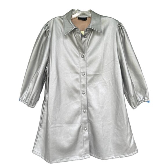 Weavz Metallic Silver Shirt-Jacket NWT - Picture 2 of 5